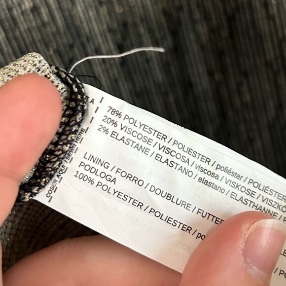 Mango Black Sparkle Thread Short Sleeve Tiered Mini Dress Size XS - Picture 6 of 9